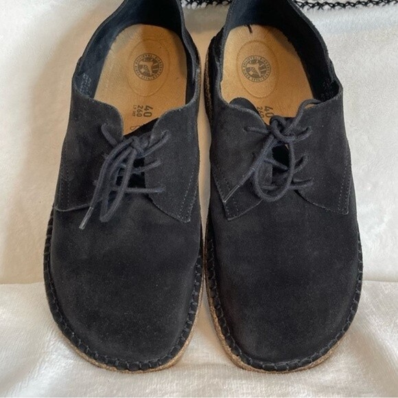 BIRKENSTOCK Gary Black Suede Leather Lace Up Flats Shoes Size 40 - Picture 13 of 16